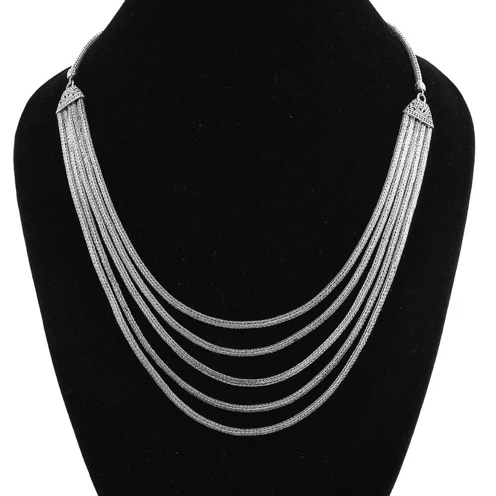 Over 60 Grams of 925 STERLING!! Multi Layered Tulang Naga Chain Necklace 20” - Picture 3 of 7